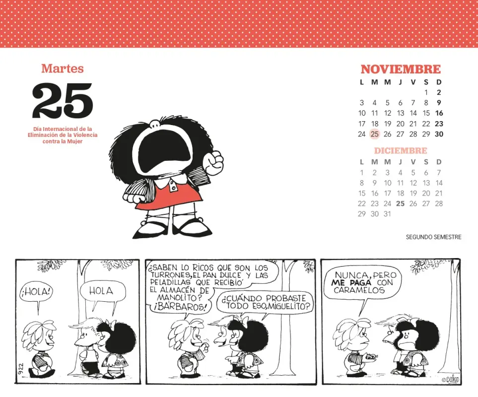 Mafalda 2025 Calendario Caja - Turquesa
