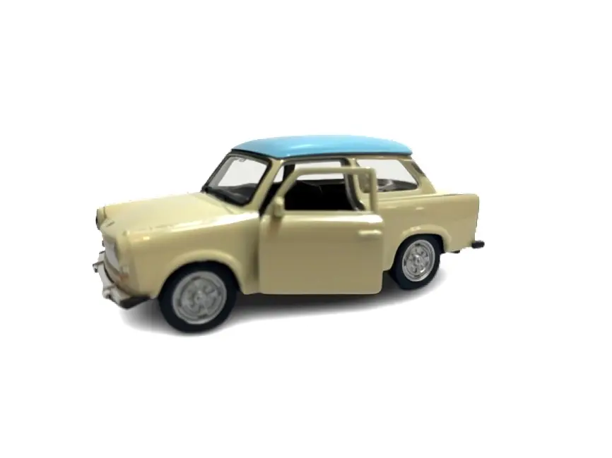 Trabant 601. Auto Miniatura. Welly Escala 1:34 1:36 - Trabant 601 - Beige. Techo Celeste