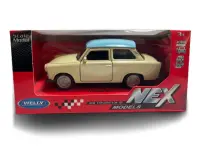 Trabant 601. Auto Miniatura. Welly Escala 1:34 1:36 - Trabant 601 - Beige. Techo Celeste